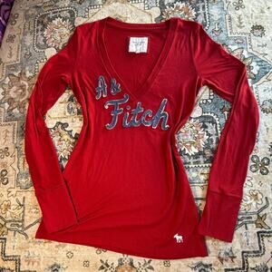Vintage Y2k Abercrombie and Fitch Long Sleeve Spellout Top Early 2000s Large